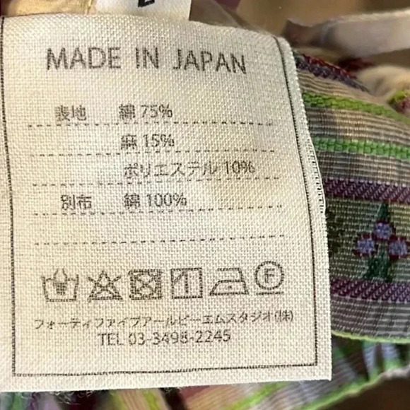 Women's made in Japan cotton and linen Y2K Streetwear unique Green white pants - Picture 9 of 10